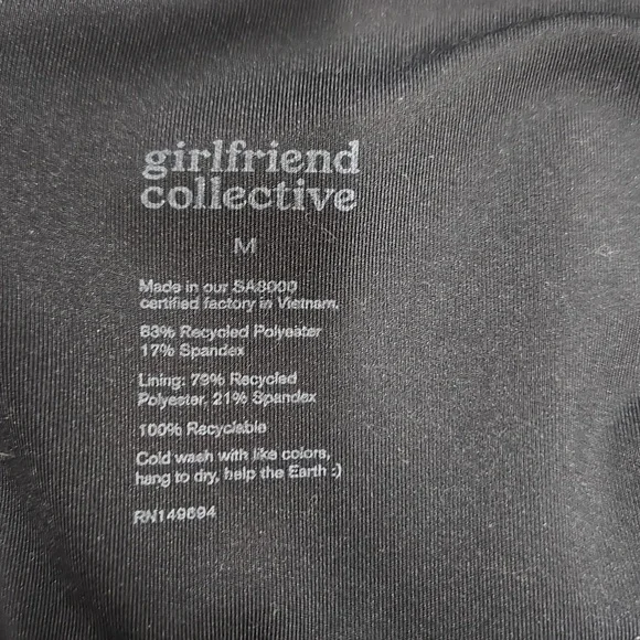 Girlfriend Collective-FLAWED-Black Ribbed Stretch High Rise Leggings-Size Medium - Picture 12 of 16